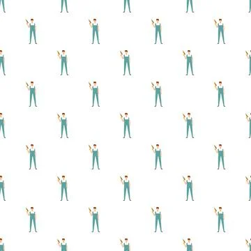 Handyman worker holding a drill seamless pattern Illustrazione stock
