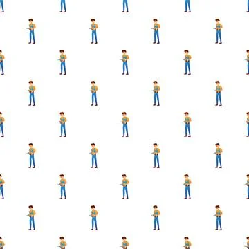 Handyman worker holding drill tool seamless pattern 스톡 일러스트