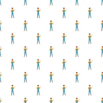 Handyman worker holding screwdriver repeating pattern background Stock Illustration