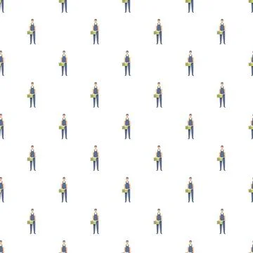 Handyman worker holding toolbox uniform seamless pattern Illustrazione stock
