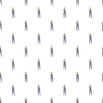 Handyman worker pattern holding a wrench イラスト素材