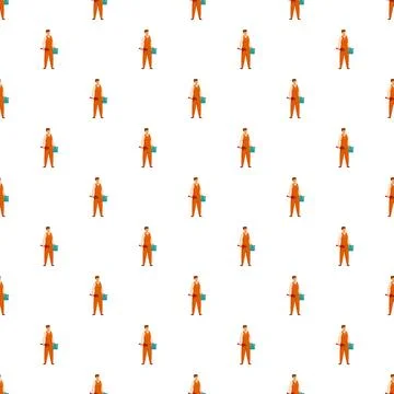 Handyman worker plumber with toolbox seamless pattern Stock Illustration