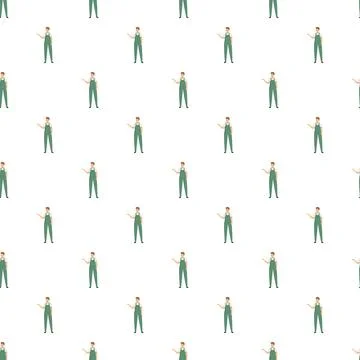 Handyman worker presenting seamless pattern illustration Illustrazione stock