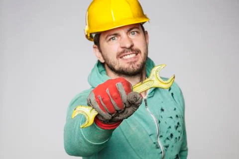 Handyman worker, ready to help Stock Photos