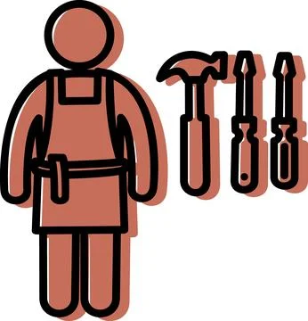 Handyman worker with tools flat icon illustration Illustration