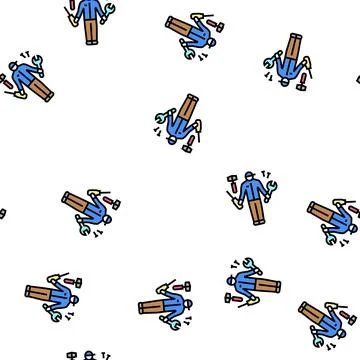 Handyman worker vector seamless pattern Stock Illustration