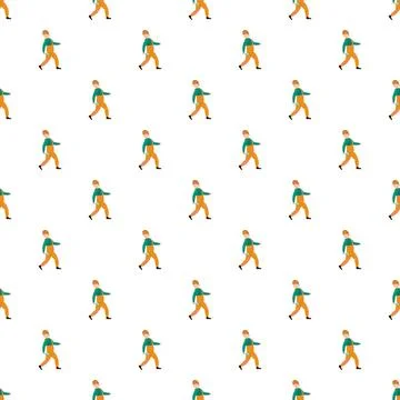 Handyman worker walking seamless pattern repeating design Stock Illustration