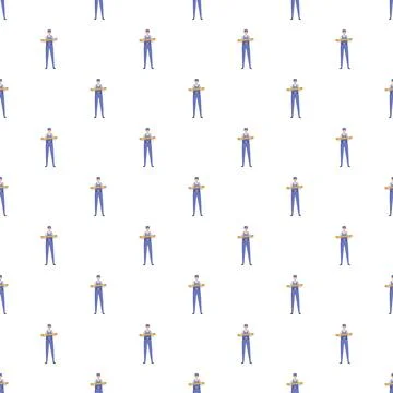Handyman working pattern holding plank illustration background Stock Illustration