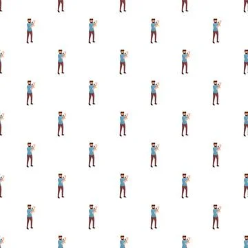 Handyman working seamless pattern with hammer and nail イラスト素材