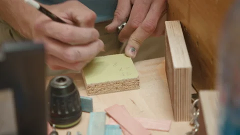 Handyman Writing Note Stock Footage 135717722