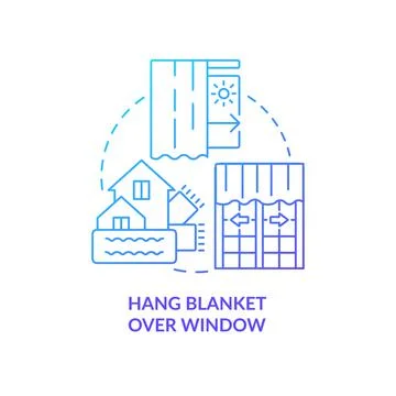 Hang blanket over window blue gradient concept icon Illustrazione stock