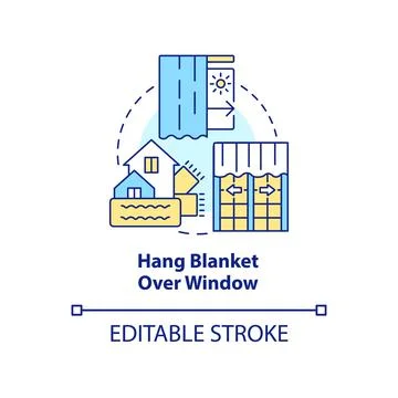 Hang blanket over window concept icon Illustrazione stock