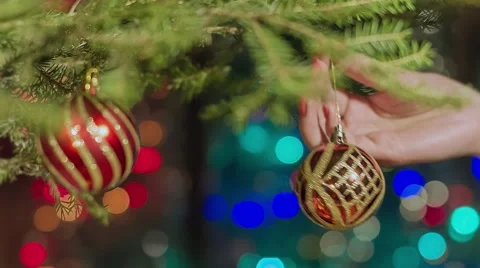 To hang Christmas decorations Stock Footage 57652124