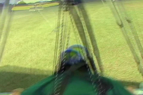 Hang Glider Being Pulled Into Take-off By an Airplane Stock Footage 141474