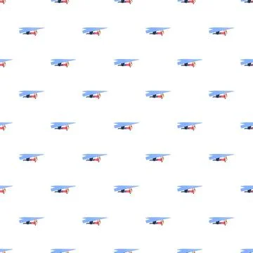 Hang glider flying seamless pattern on white background Stock Illustration