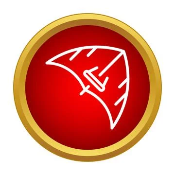 Hang glider icon in a round red and gold button style Illustrazione stock