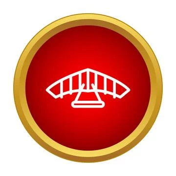 Hang glider line icon in red button Illustrazione stock