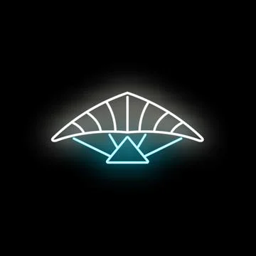 Hang glider neon light glowing icon design Stock Illustration