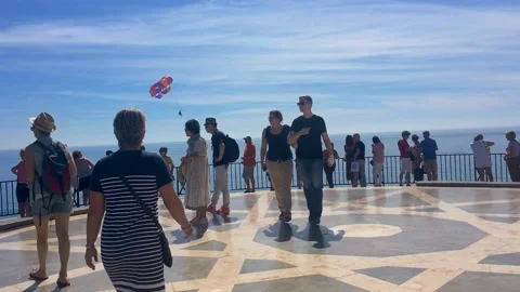 Hang glider passing Balcon de Europa, Nerja Stock Footage 140674892