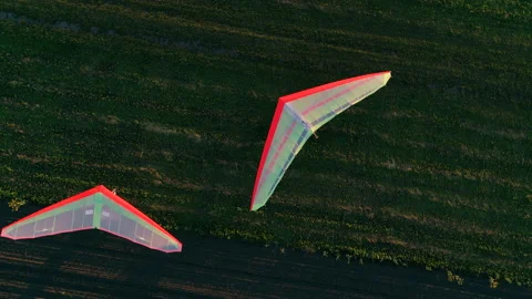 Hang glider preparing for takeoff on the grass runway Stock Footage 160376072