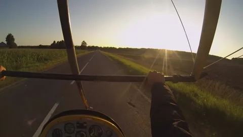 Hang glider takes off from the road Stock Footage 197406057