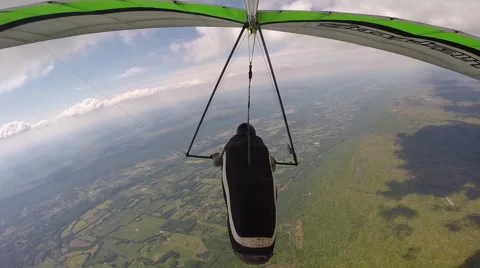 Hang Glider Thermaling at Cloudbase over Forest Stock-Footage 62473381