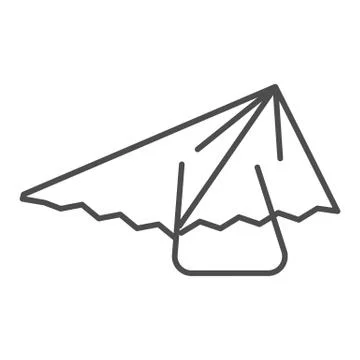 Hang glider thin line icon, extreme sport activity symbol, paragliding vector Stock Illustration