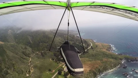 Hang Glider turns over pacific ocean Stock-Footage 76692744
