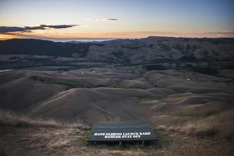 Hang Gliding launch pad at Te Mata Peak, Hastings near Napier, Hawkes Bay Stock Photos