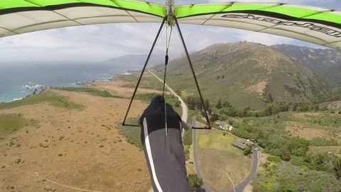 Hang Gliding Low Turn Big Sur Stock-Footage 76699070