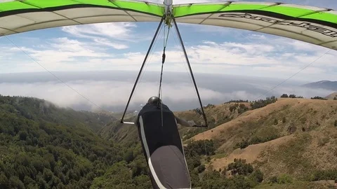 Hang Gliding over Big Sur hillsides Stock-Footage 76677917