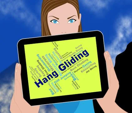 Hang Gliding Represents Text Glider And Hangglider Иллюстрация