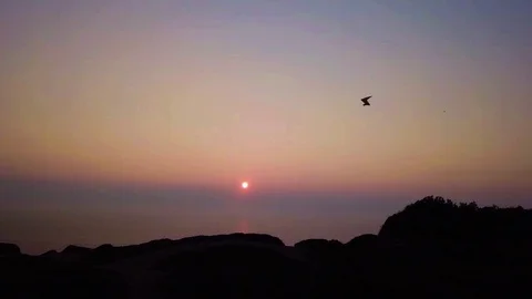 HANG GLIDING AT SUNSET Stock Footage 96482427