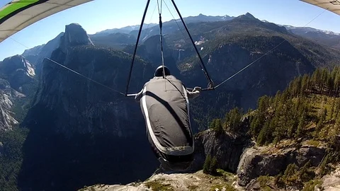 Hang Gliding toward Half Dome Yosemite Stock-Footage 90115720
