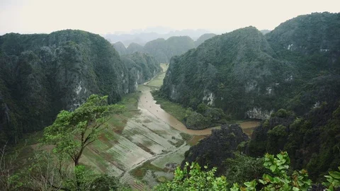 Hang Mua Rice Fields Landscape In Ninh Binh, Vietnam Stock Footage 103411301