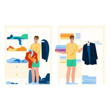 Hang organize closet man vector Stock Illustration