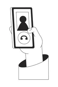 Hang up phone call bw vector spot illustration Stock Illustration