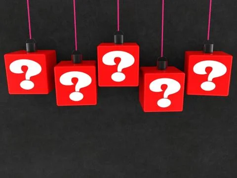 Hang on red cubes with question marks concept Stock Illustration