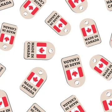 Hang tag made in Canada with flag seamless pattern background. Business flat  Illustrazione stock