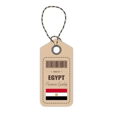Hang Tag Made In Egypt With Flag Icon Isolated On A White Background. Vector Stock Illustration