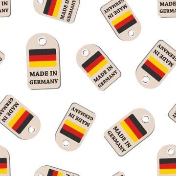 Hang tag made in Germany with flag seamless pattern background. Business flat Stock Illustration