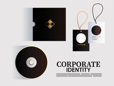 Hang tags and CD for elements of brand identity corporation color dark 스톡 일러스트