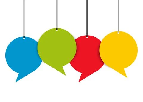 Hang tags colored speech bubbles Stock Illustration