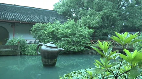 Hang Zhou Tea Fields and Tea House 7 Stock Footage 329571