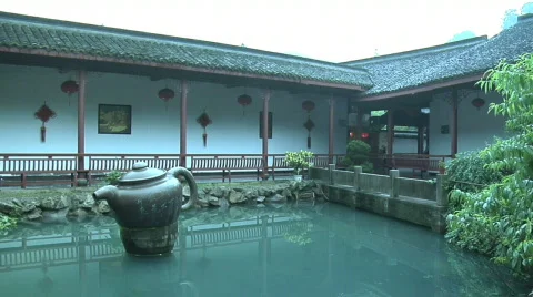 Hang Zhou Tea Fields and Tea House 9 Stock Footage 329580
