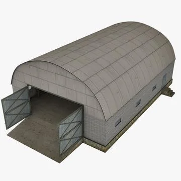 3D model Scifi Modular Hangar VR / AR / low-poly