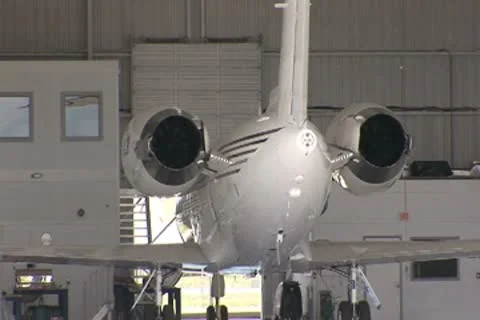 Hangar and plane NTSC Stock Footage 8968953