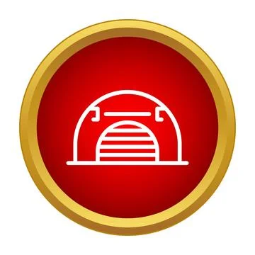 Hangar building icon in red circle Stock Illustration