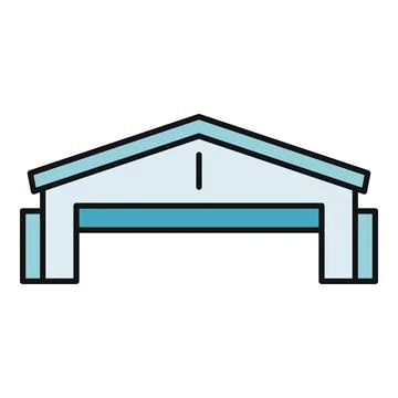 Hangar building icon representing storage and aviation Stock Illustration