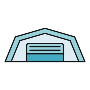 Hangar building icon representing storage and aviation facility Ilustración de archivo